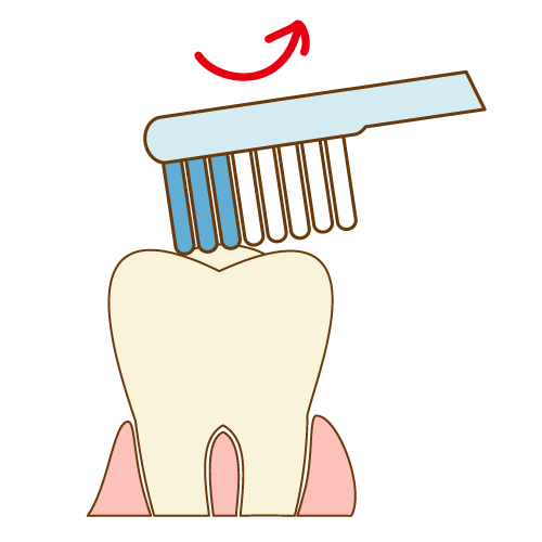 奥歯の歯磨き（ブラシを回転させる）
