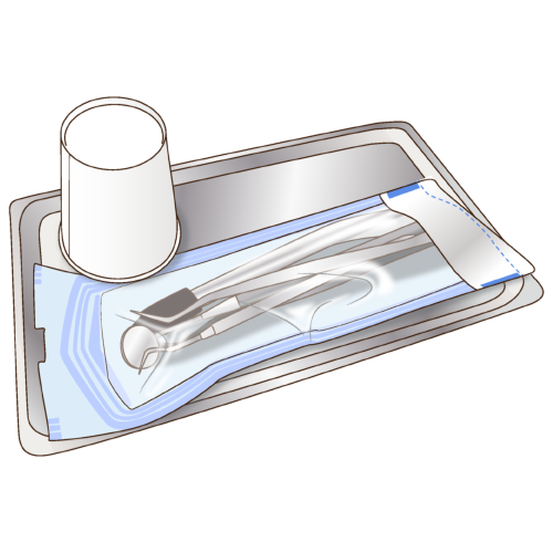 滅菌パックと紙コップとトレー(白)
