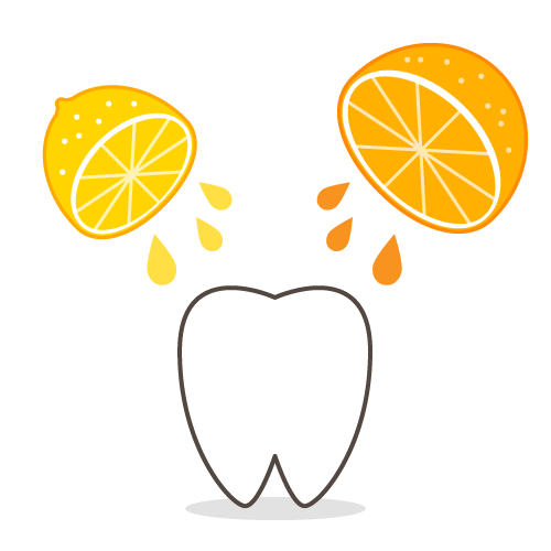 オレンジとレモンの汁を浴びる歯