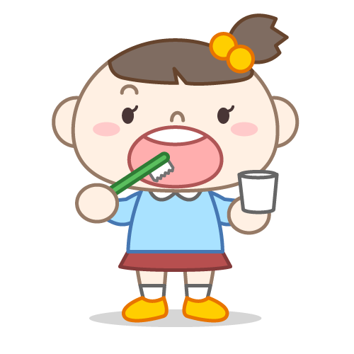 歯磨きをしている園児（女の子）