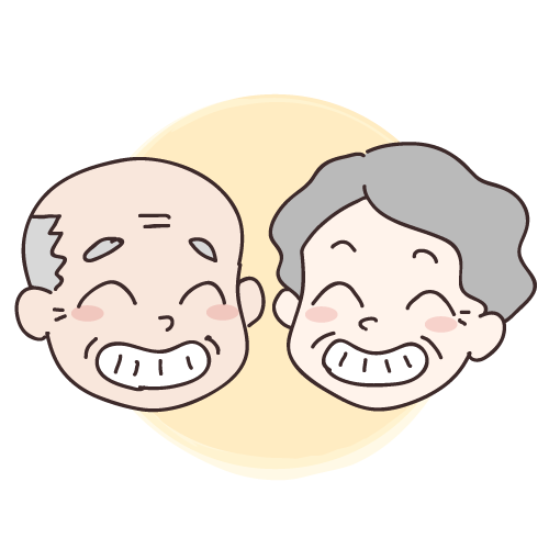 健康な歯で笑う老夫婦