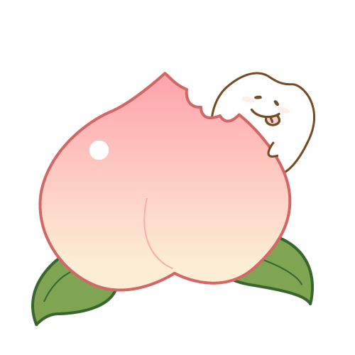 桃を食べる歯のキャラクター