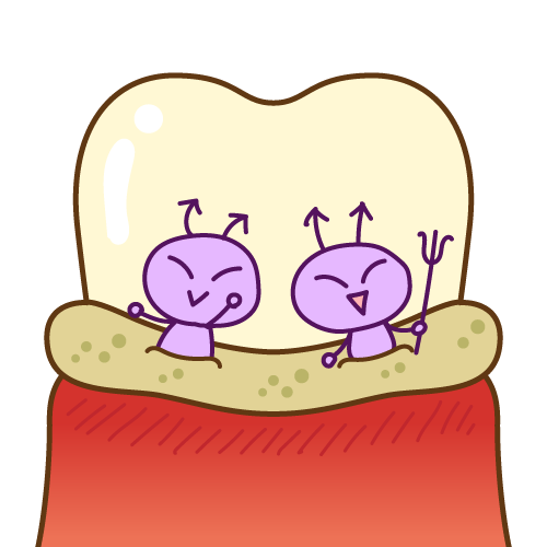 歯垢の中から顔を出す歯周病