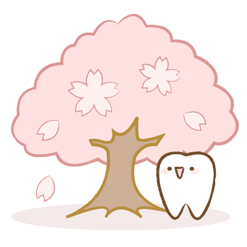 桜を眺める歯のキャラクター