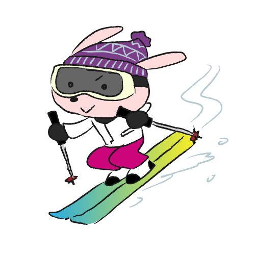スキーを楽しむウサギ