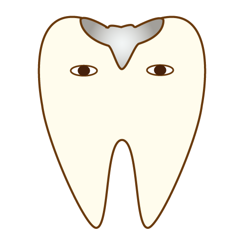 銀の詰め物をしている歯のキャラクター