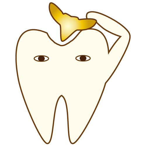 金の詰め物を被る歯のキャラクター