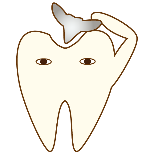 銀の詰め物を被る歯のキャラクター
