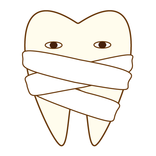 包帯巻きの歯のキャラクター