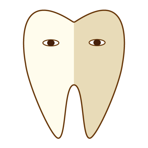 半分だけホワイトニングを受けた歯のキャラクター