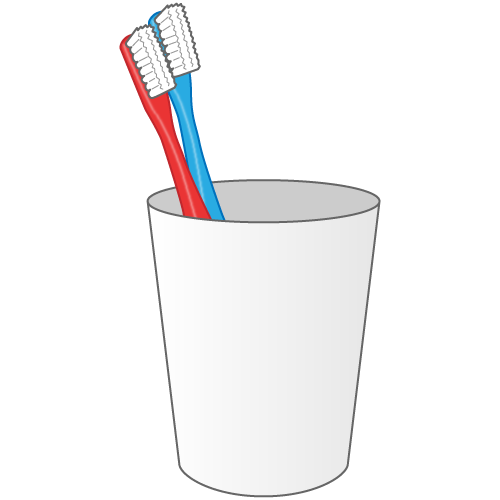 コップに入っている2本並んだ歯ブラシ