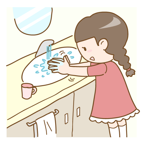 手洗いする女の子